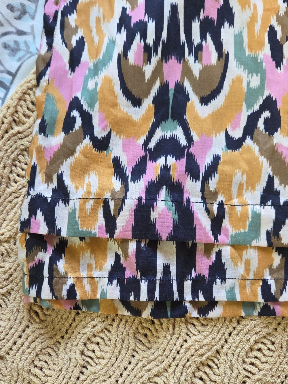 Anthro Mari Rai Ikat Print Flutter Sleeve Blouse - Size 1X - Picture 4 of 10
